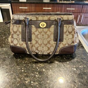 Coach Brown and Tan Signature Satchel